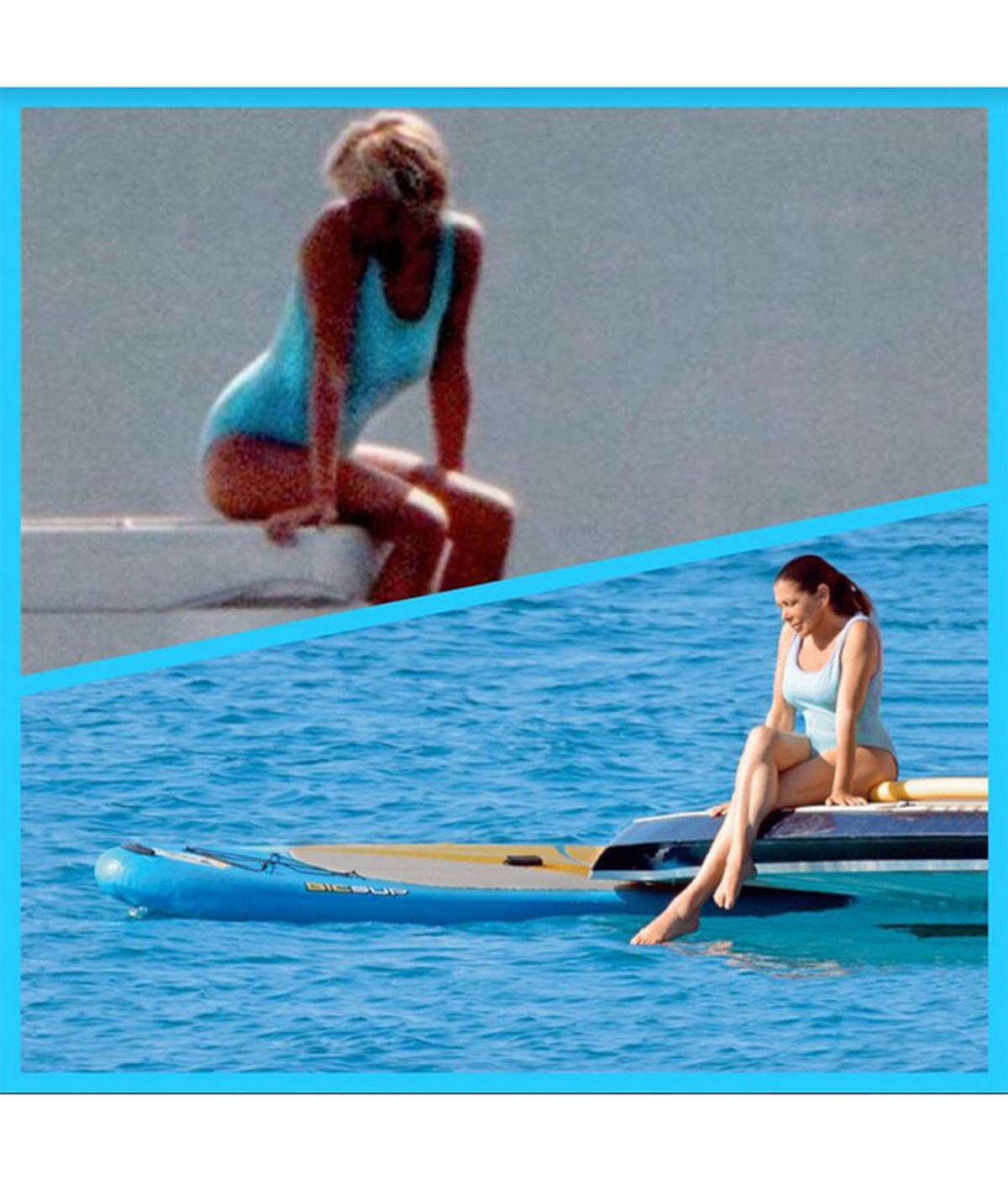 Bañador azul, mirada meláncolica y sobre el mar: Isabel Pantoja y Lady Di, 20 años y dos posados