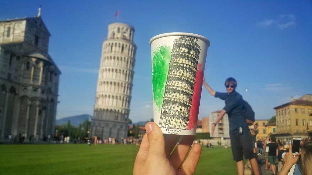 La Torre de Pisa desde dos perspectivas