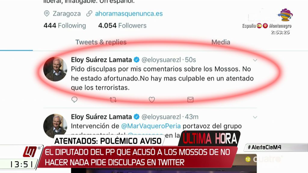 ÚLTIMA HORA: Lamata pide disculpas por su “desafortunado” tuit sobre los Mossos de’Esquadra