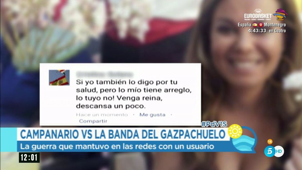 Mª José Campanario mantuvo una guerra en redes sociales dos días antes de su ingreso