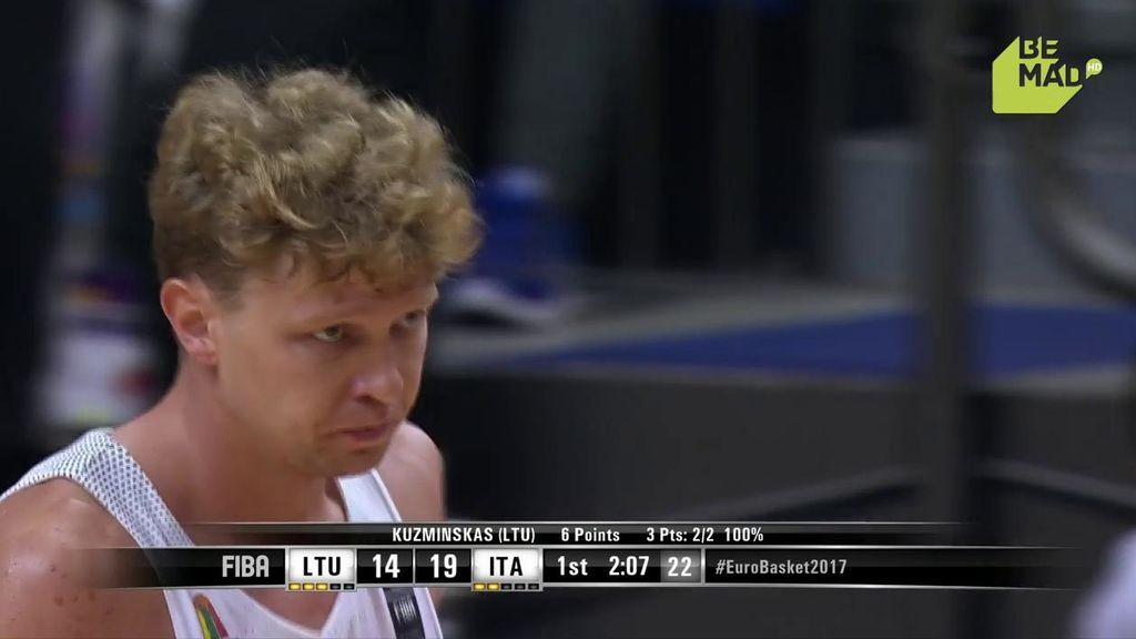 ¡Espectáculo Kuzminskas ya en el Eurobasket! Tres triples seguidos desde su casa