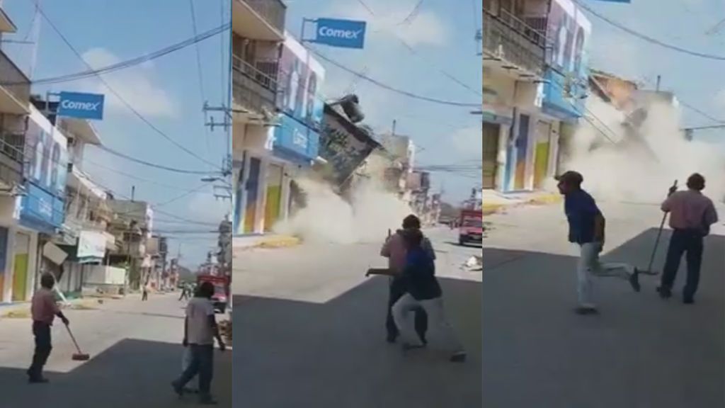 Momento exacto del derrumbe de un edificio en México tras el terremoto