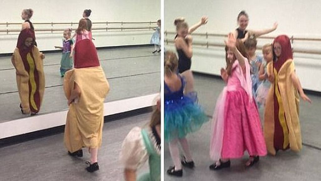 En un baile de princesas, una niña niña decidió ser el 'perrito caliente'