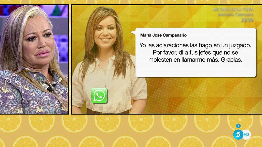 La respuesta de María José Campanario a la entrevista de Belén Esteban: “Las aclaraciones las hago en un juzgado”
