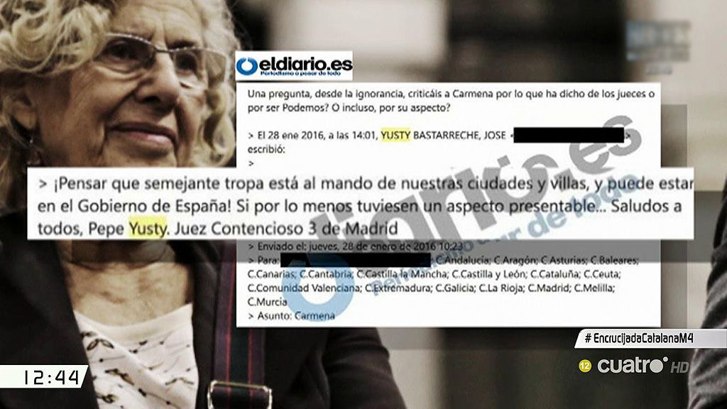 El juez que ha suspendido un acto a favor del referéndum en Madrid criticó el aspecto de Carmena y su equipo