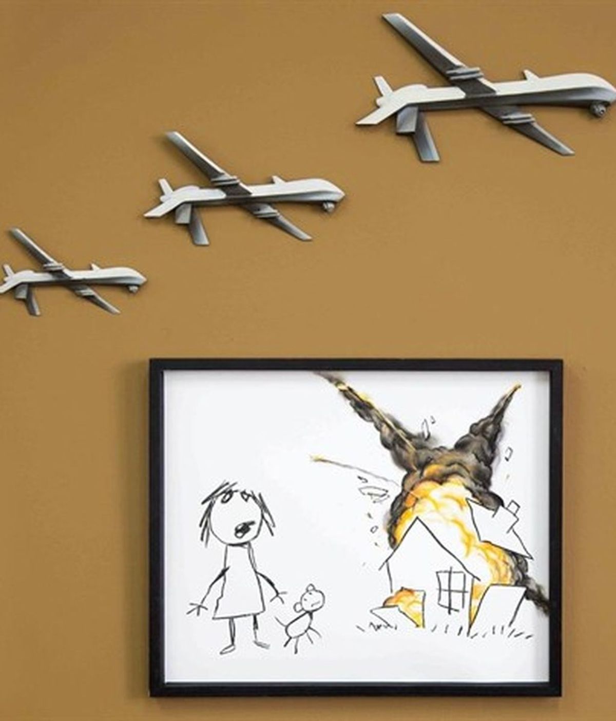 Lo último de Banksy: drones destruyendo el dibujo de una niña