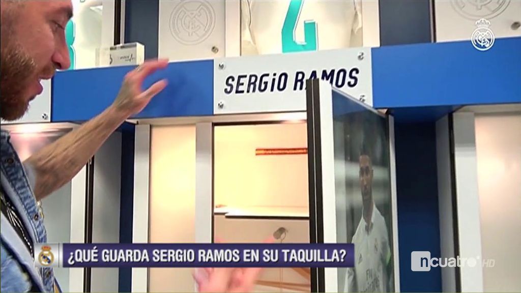 Bandera de España, una cruz… Sergio Ramos nos enseña los amuletos que guarda en su taquilla del Madrid