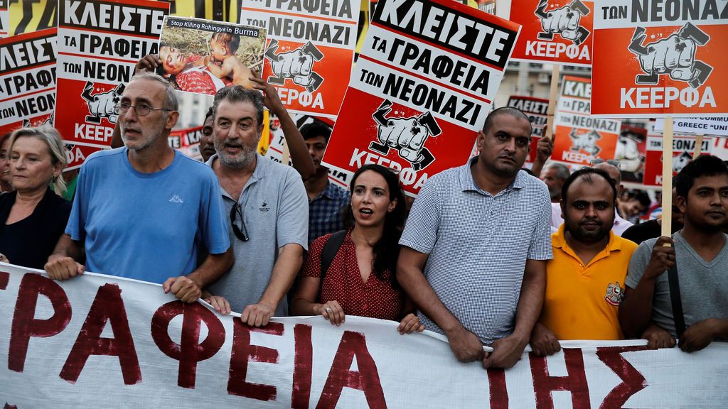 Manifestación en Grecia en el cuarto aniversario del asesinato del rapero antifascista Pavlos Fyssas