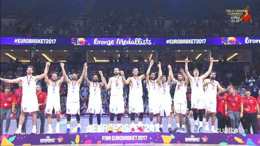 Así celebró la Selección española la medalla de bronce en el Eurobasket