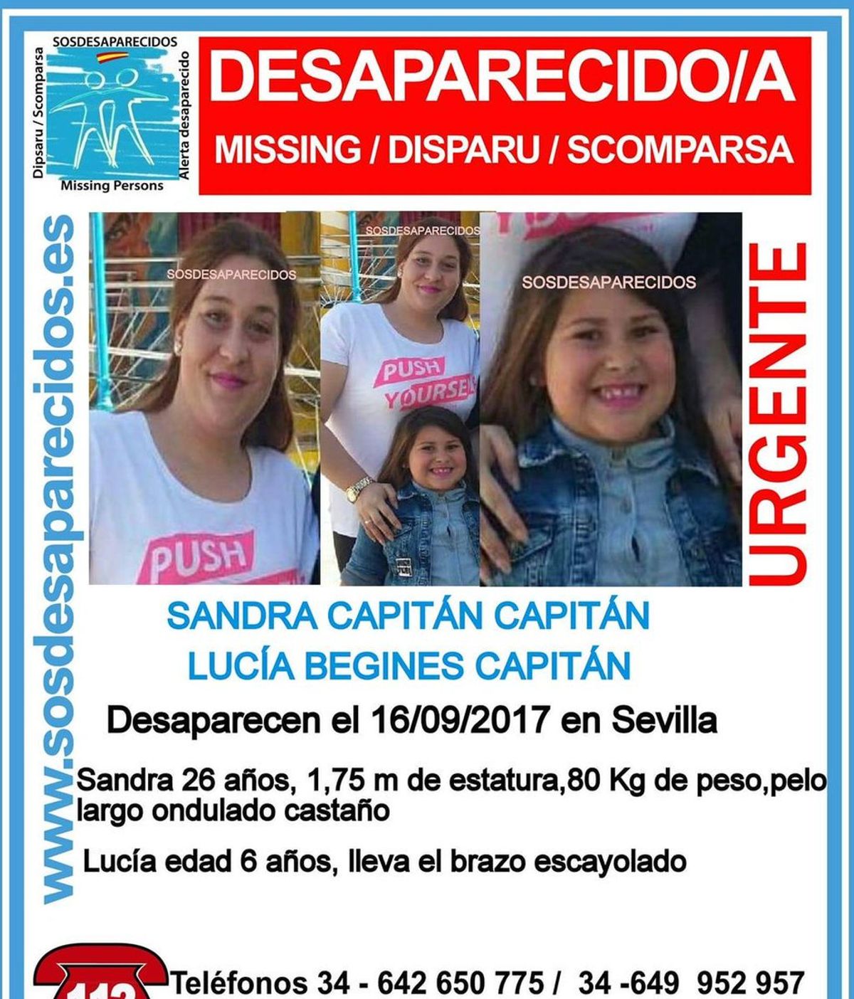 Denuncian en Sevilla la desaparición de una joven de 26 años y su hija menor de edad