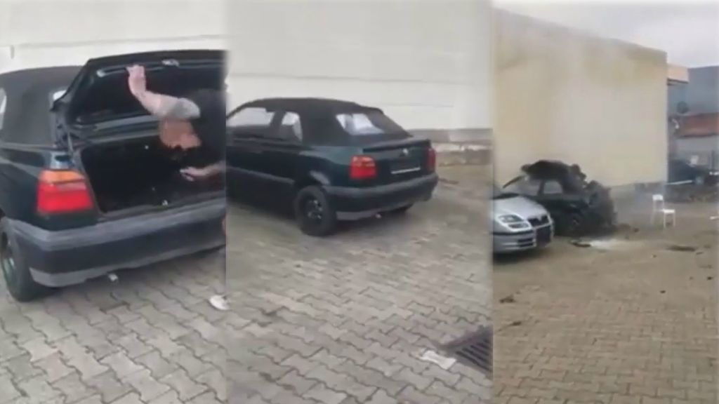 Meten un petardo en un maletero para ver qué pasa