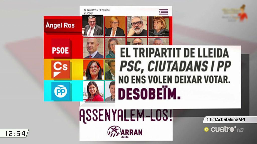 “Señalémosles”, el mensaje de Arran en un cartel con la foto de 14 concejales de Lleida