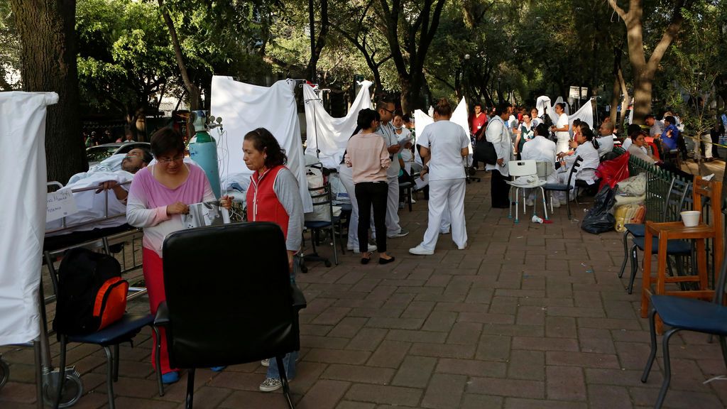 Hospital de campaña tras el terremoto en México