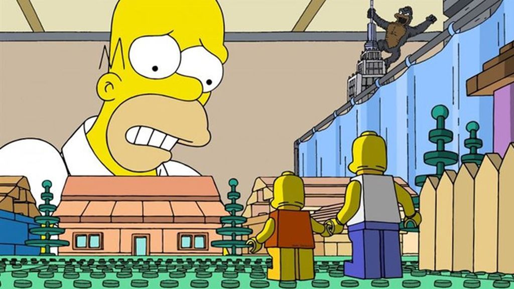Homer busca cómo escapar del universo de ladrillos en el que se ha despertado
