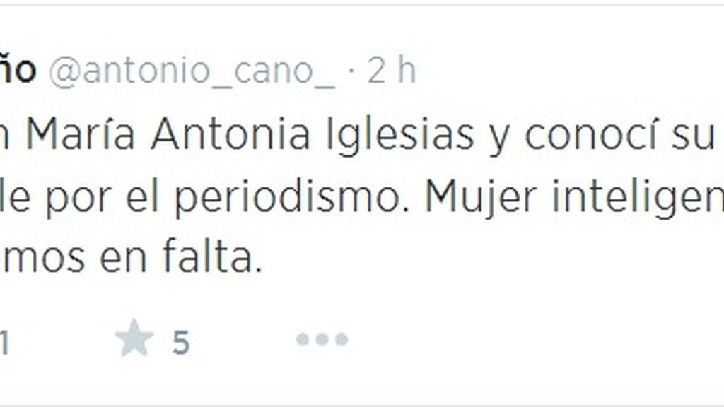 Antonio Caño, tuit del director del El País por la muerte de María Antonia Iglesias