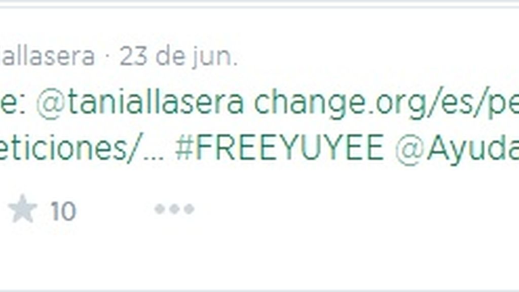 Tuit Tania Llasera #freeYuyee