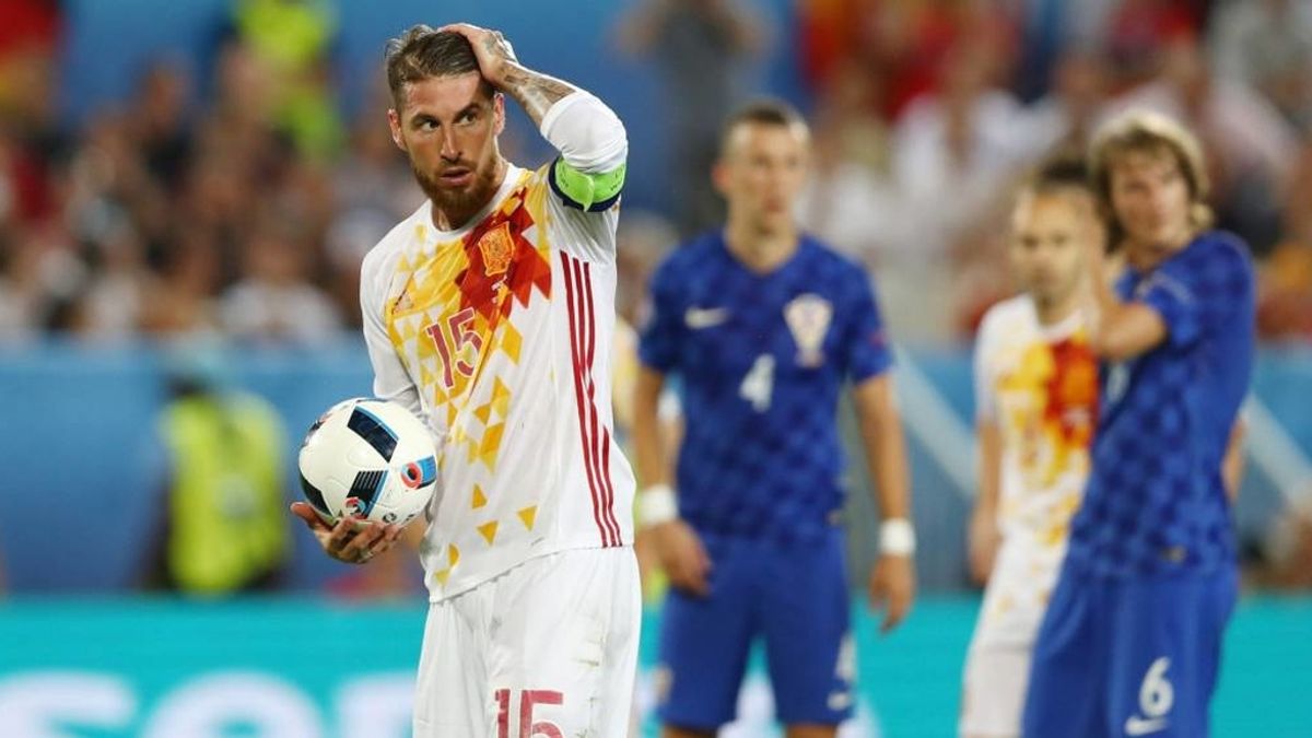 Sergio Ramos en el partido Croacia-España de la Eurocopa 2016