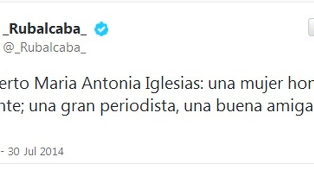 Twitter Rubalcaba muerte María Antonia Iglesias