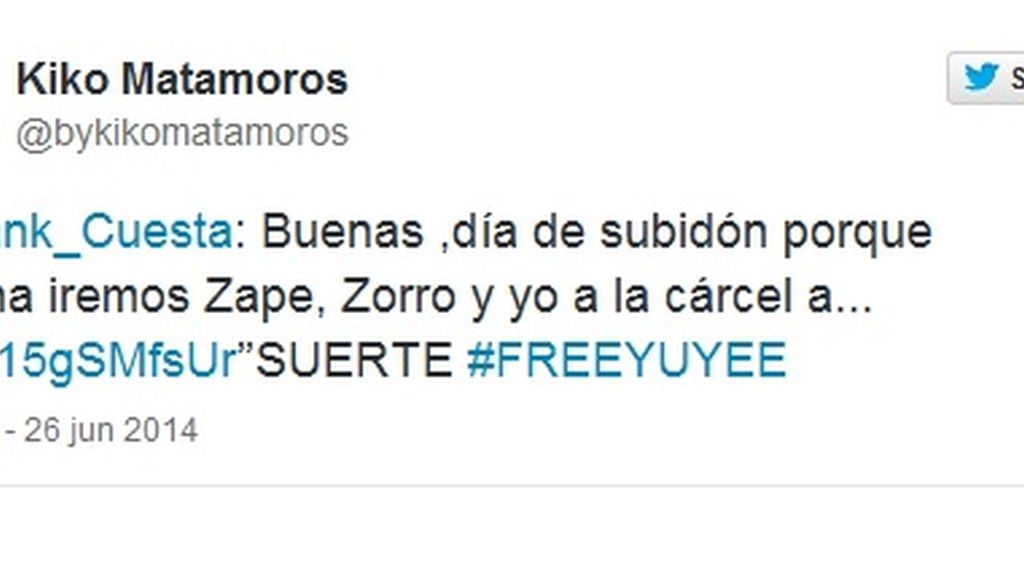 Tuit Kiko Matamoros #freeYuyee