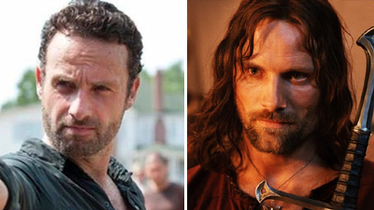 Montaje Rick 'The walking dead' y Aragorn 'El señor de los anillos'