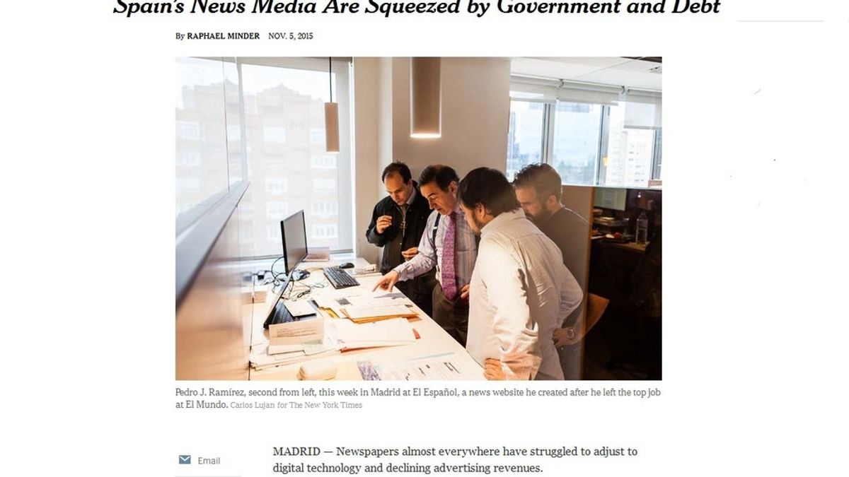 Reportaje sobre los medios españoles en 'The New York Times'