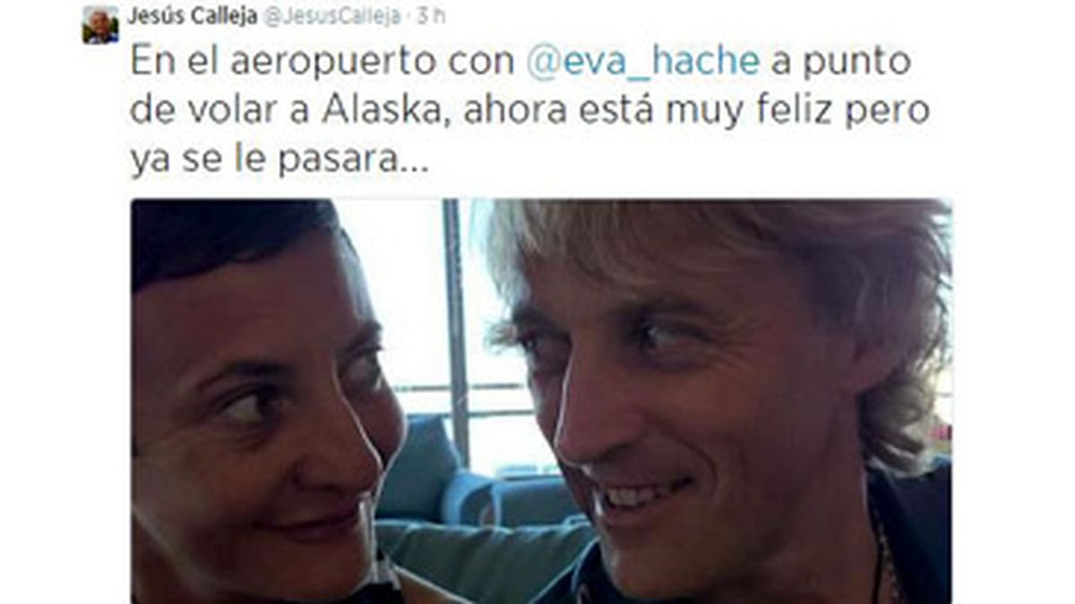 Twitter Jesús Calleja con Eva Hache