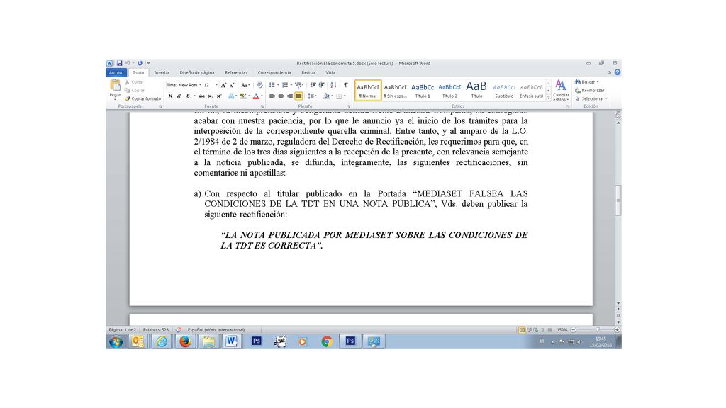 Rectificación El Economista