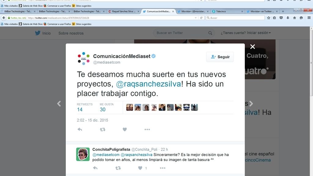 Twitter de Mediaset (Raquel Sánchez Silva)