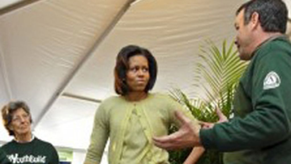 Michelle Obama, en la grabación de 'Extreme Makeover: Home Edition'.