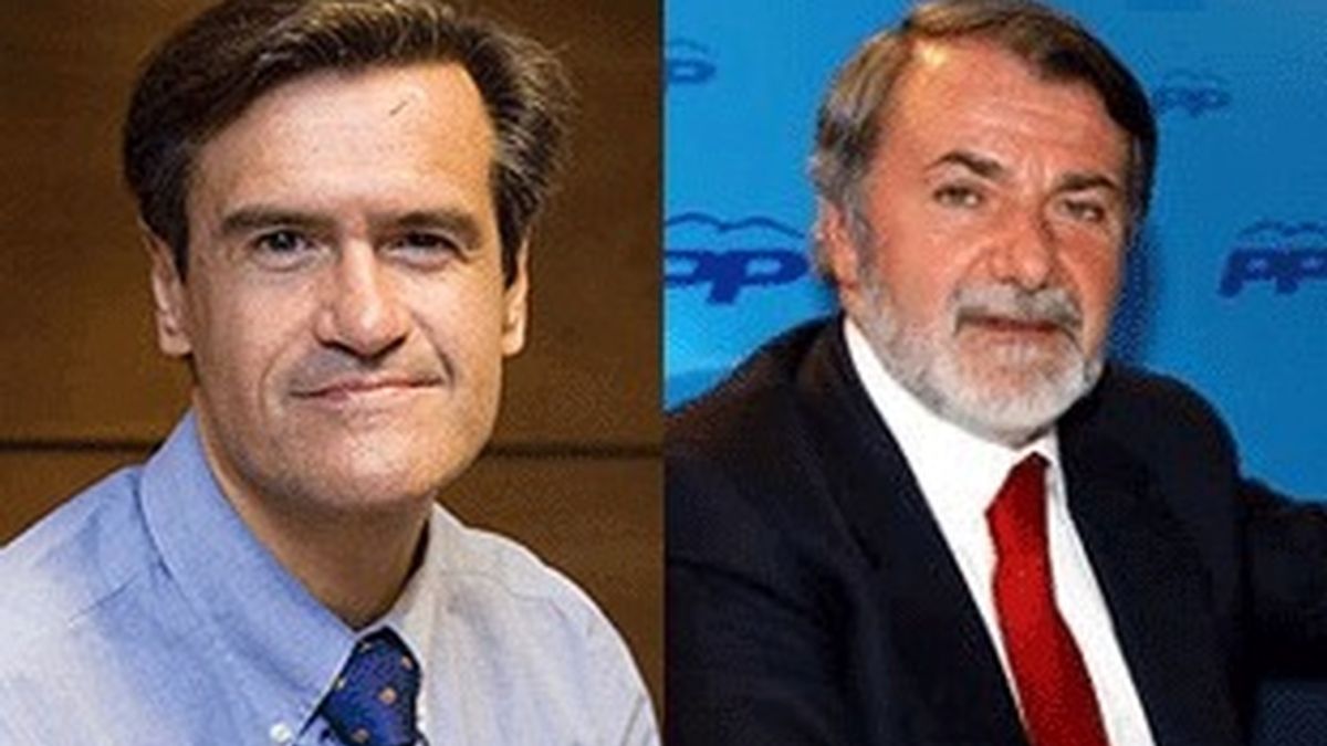 Juan Fernando Aguilar (izquierda), candidato socialista y Jaime Mayor Oreja, candidato del PP.
