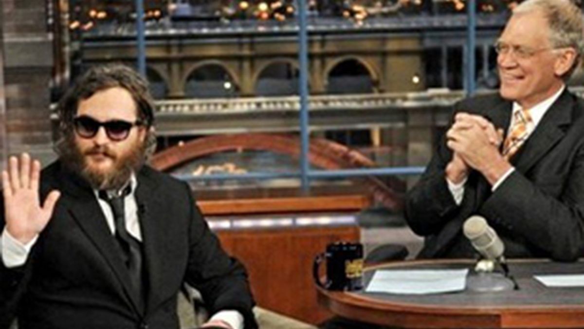 Joaquin Phoenix y David Letterman durante la primera entrevista.