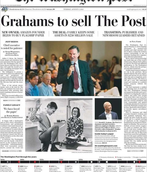 El Fundador De Amazon Compra The Washington Post Por 190 Millones De Euros
