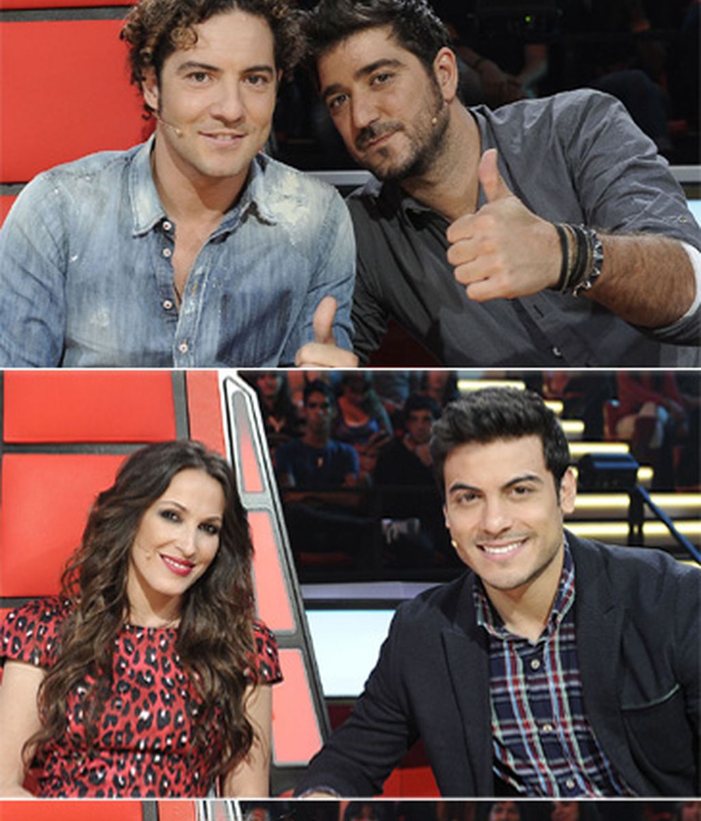 Los 'coaches' y sus asesores de 'La voz kids'