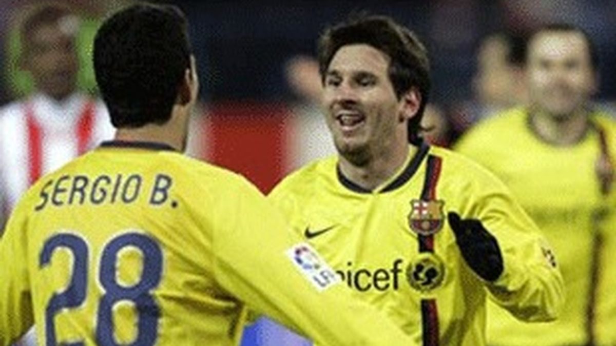 Lionel Messi celebra uno de los goles del partido de ida.