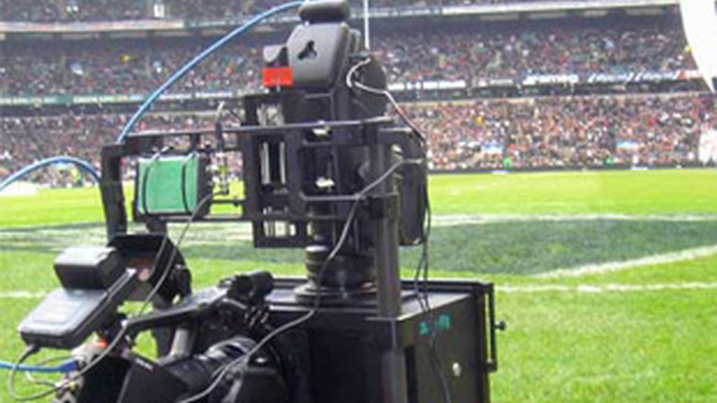 Cámara en un estadio de fútbol.