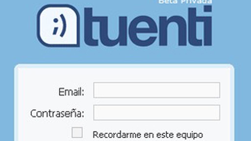 Apariencia de la entrada a la red social Tuenti.