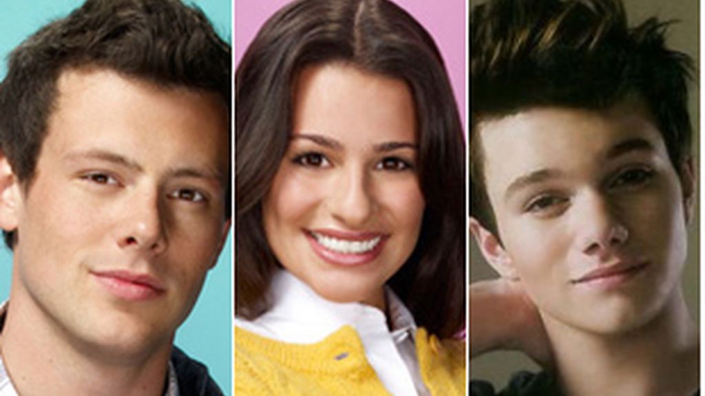 De izquierda a derecha, Cory Monteith (Finn), Lea Michele (Rachel) y Chris Colfer (Kurt).