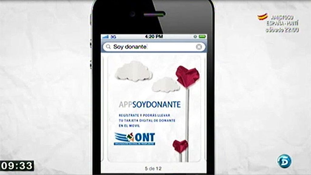 Mediaset España y la ONT lanzan una App para solicitar la tarjeta de donante virtual