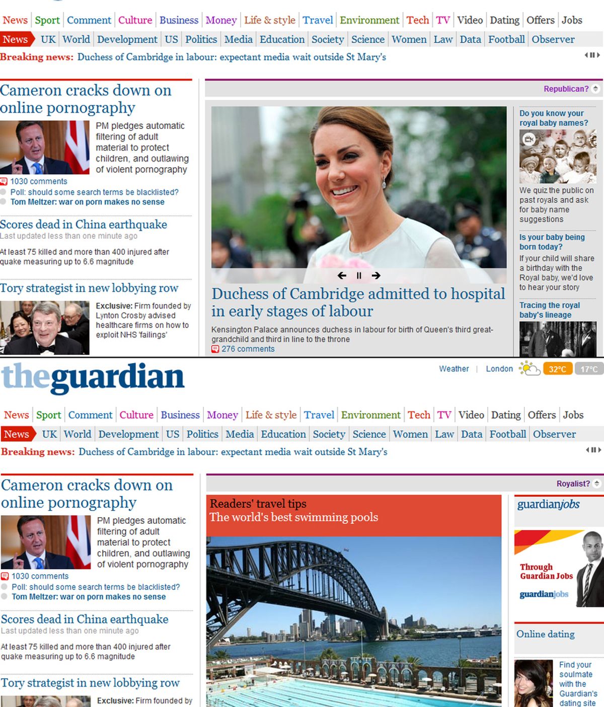 Montaje The Guardian, republica, monarquía