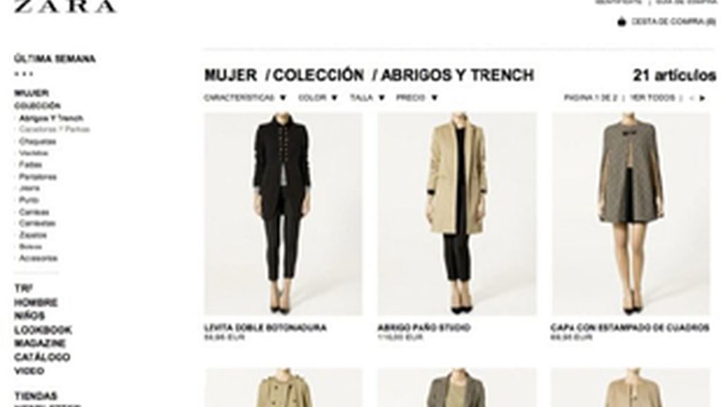 Tienda virtual de Zara.
