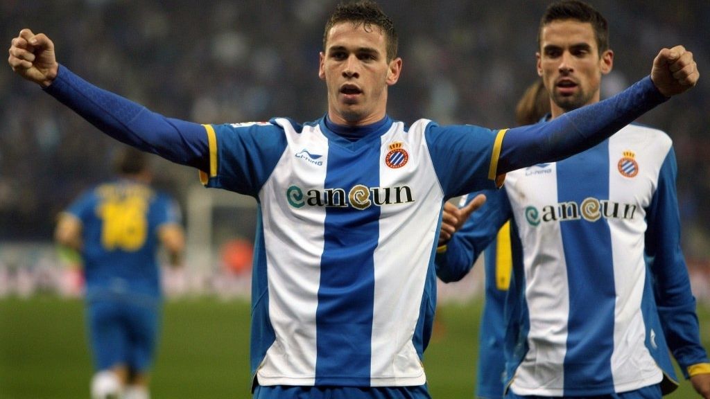 Álvaro Vázquez (Espanyol) celebra gol