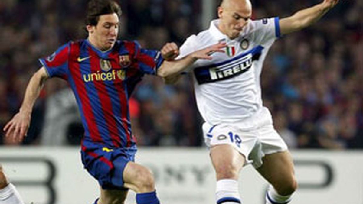 Imagen del partido entre el Barcelona y el Inter de Milán.