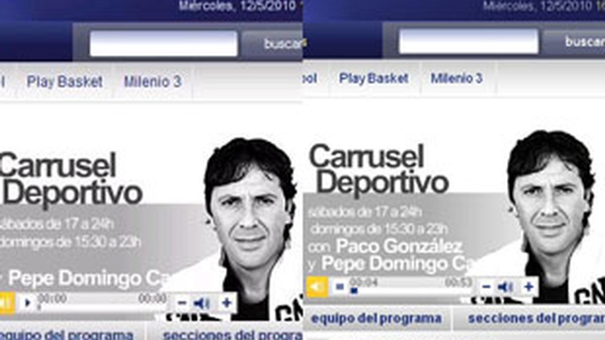 La web de 'Carrusel deportivo', con Paco González fuera y al frente del equipo.