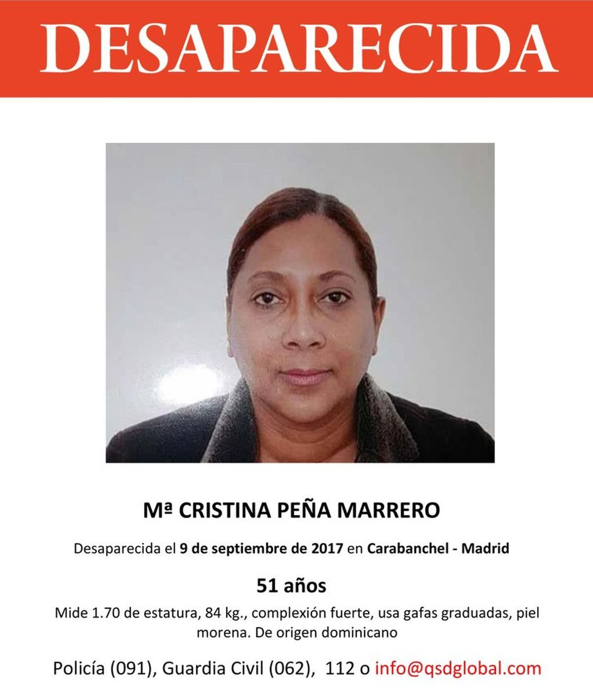 Desaparece un dominicana de 51 años en Carabanchel (España) tras denunciar la pérdida de su documentación