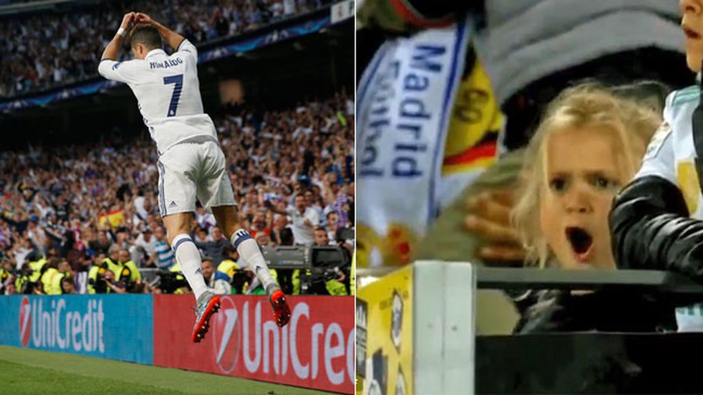 El GIF de la niña madridista que eclipsó a Cristiano Ronaldo con su celebración: “Siiiiuuuh”