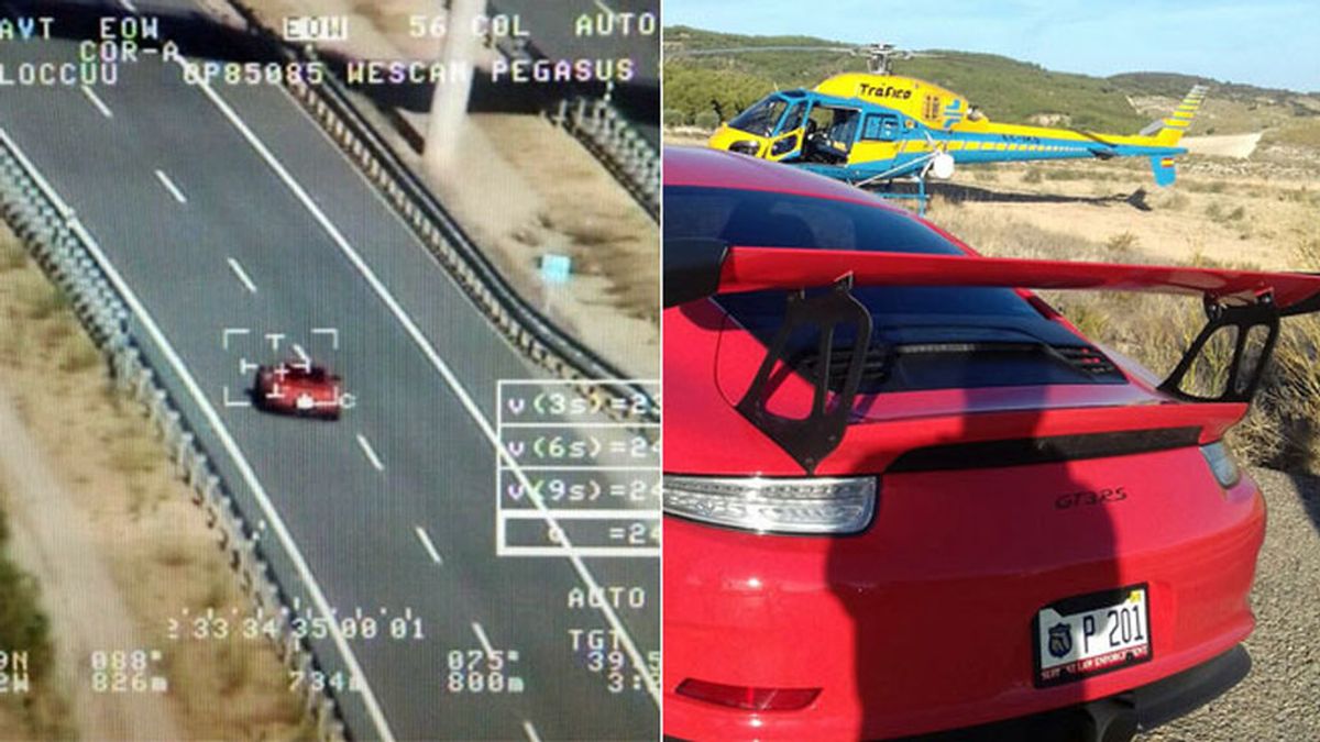 El helicóptero de la DGT ‘caza’ a un coche batiendo el record de velocidad captado por un radar en España