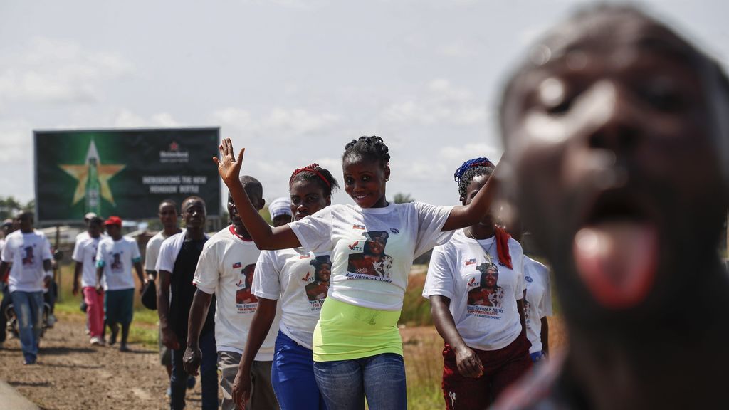 Partidistas liberianos de Florence Harris en Monrovia