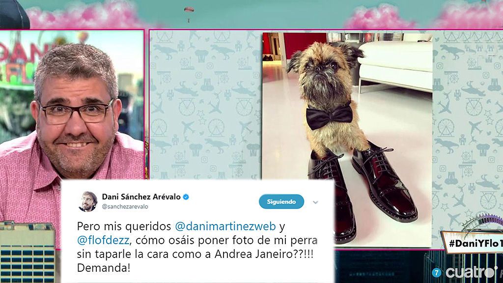 Daniel Sánchez Arévalo responde a Dani y Flo: ''¿Cómo sacáis a mi perra sin taparle la cara como a Andrea Janeiro?''