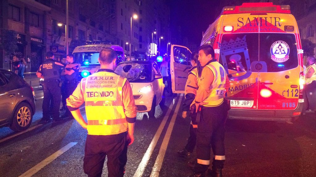 Herido grave un joven de 20 años tras ser atropellado en la Gran Vía de Madrid