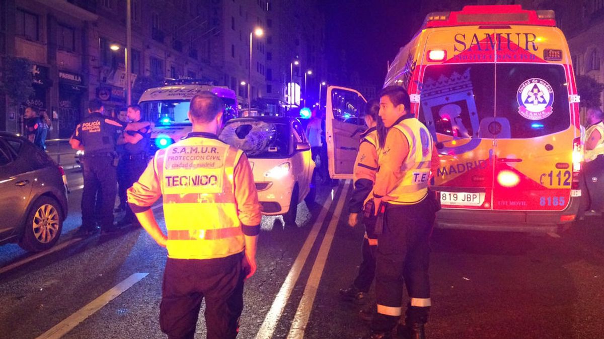 Herido grave un joven de 20 años tras ser atropellado en la Gran Vía de Madrid